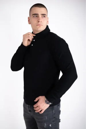 PREMUIUM muška majica dugi rukav sa kragnom - crna - R Star 4