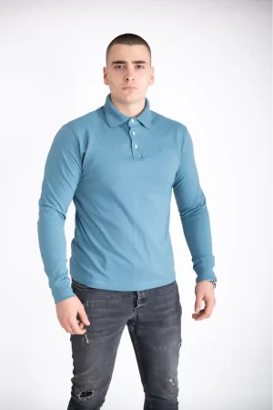 PREMUIUM muška majica dugi rukav sa kragnom - plava - R Star 1