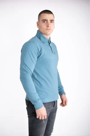 PREMUIUM muška majica dugi rukav sa kragnom - plava - R Star 3