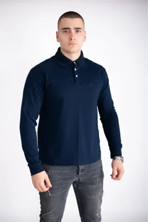 PREMUIUM muška majica dugi rukav sa kragnom - teget - R Star 1