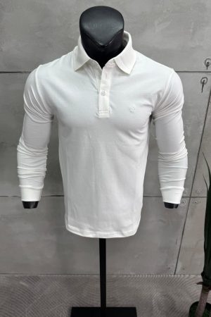 Polo Majica Dugi Rukav Bela
