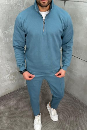 Komplet Trenerka sa Polu zipom Plava