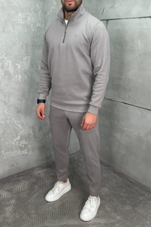 Komplet Trenerka sa Polu zipom Siva