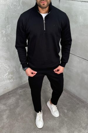 Komplet Trenerka sa Polu zipom Crna
